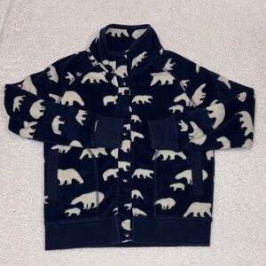 Mini Boden Navy and White Polar Bear fleece shaket size 6/7